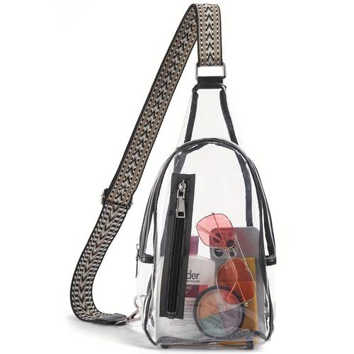 clear sling bag clear fanny pack stadium approved crossbody bag purse for women transparent chest bag with adjustable strap