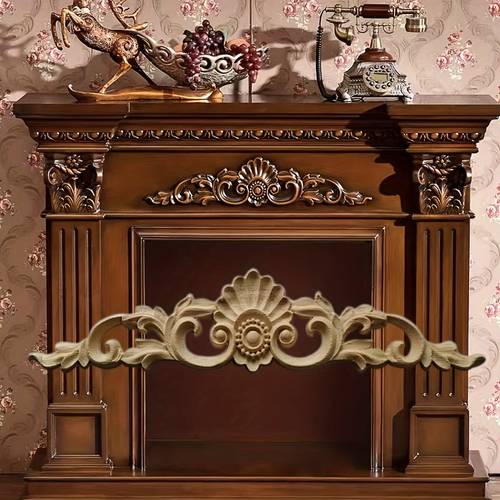 1pc rustic wooden carving fireplace mantel 30cm 40cm decorative for wardrobe living room wall decor vintage style