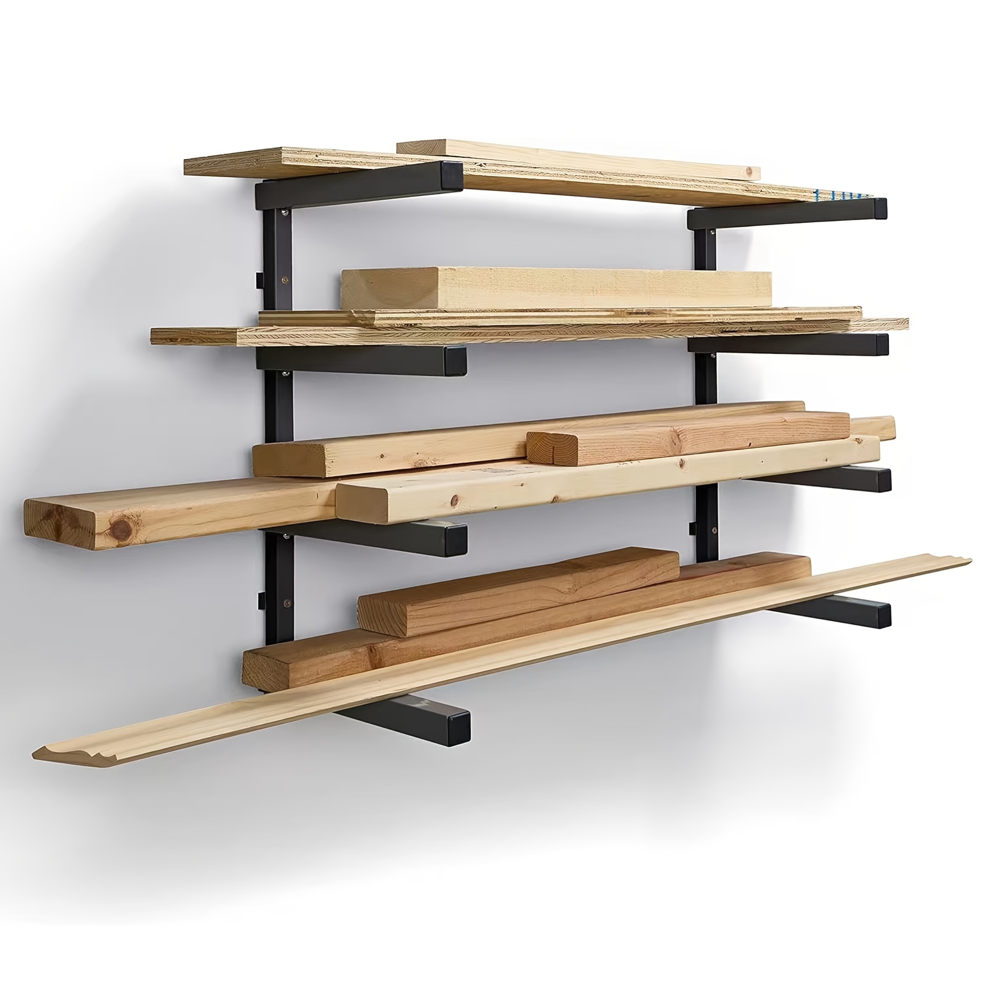 TEMU Lumber Storage Rack Wall Mount, Heavy Duty Metal Wood Storage Rack, 400 Lbs Load-bearing, Wall Mount Design, Ideal For Garage, Indoor & Outdoor