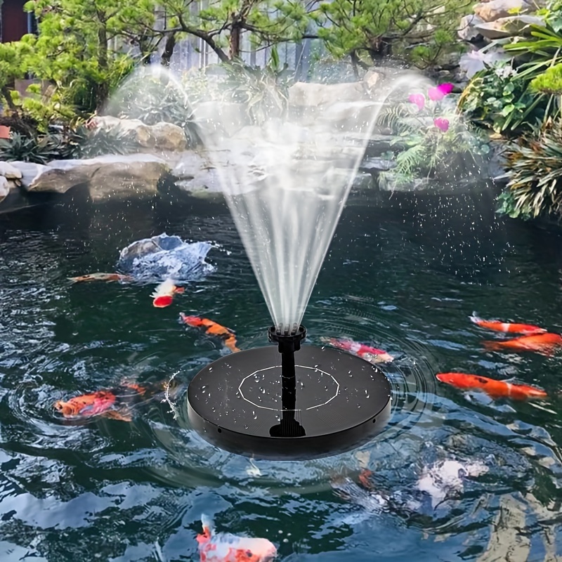 

1pc Solar Powered Fountain Pump For Garden And Pond - Plastic Floating Water Feature With 6 Spray Nozzles For Bird Bath, Pool, Outdoor & Backyard Aquarium - No Battery Required