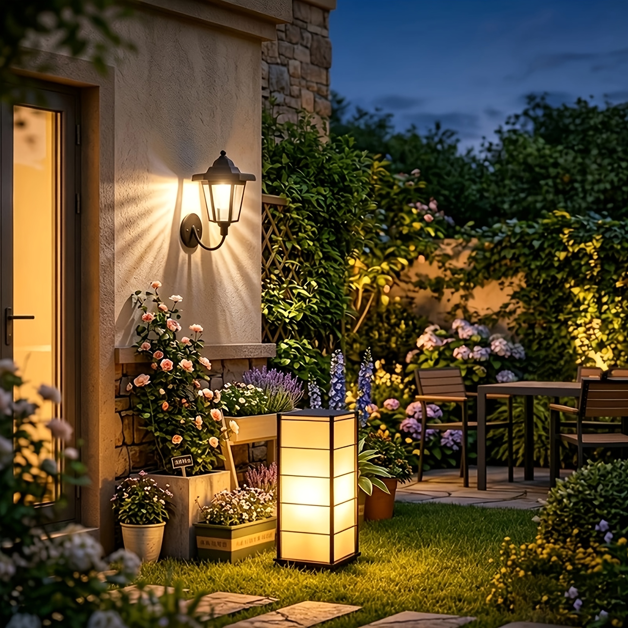 TEMU High-quality Square Hexagonal Solar Led Lantern Wall Lamp Lamp - Solar Wall Light, Classic Halloween And Christmas Decor, Outdoor Solar Light,