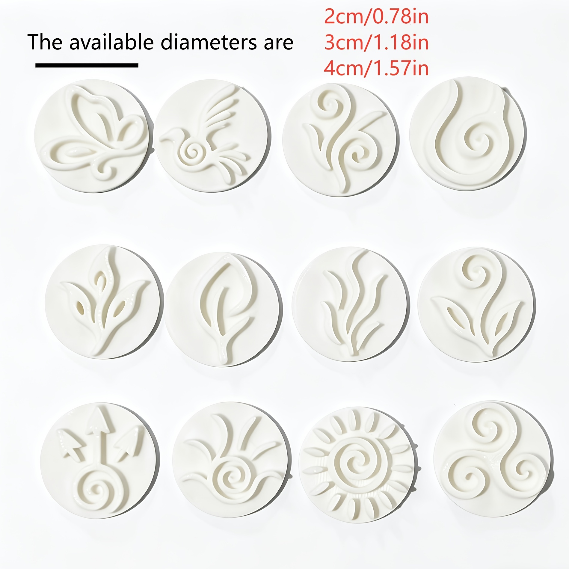 TEMU 12pcs Natural Symbol Clay Mold Set Compatible For Soft Clay/resin - Plastic Diy Molds With Spiral, Leaf, Sun Shapes & Smooth Lines For Jewelry