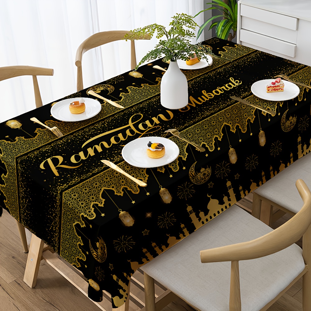 

1pc, Nappe de Ramadan, 180cm * 140cm/70.8in * 55.1in, matériau en polyester, produits de décoration pour de Ramadan, décoration de table pour de l'Aïd al Fitr