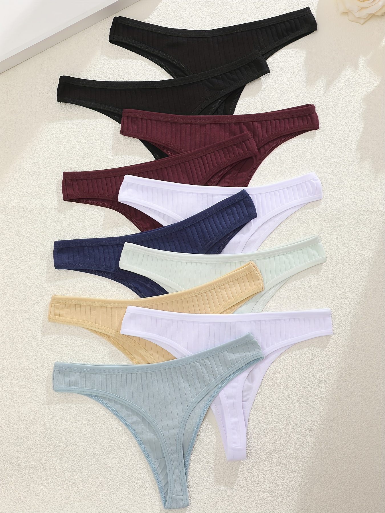 Multi-Color Ribbed Seamless Maternity Thong Underwear Set