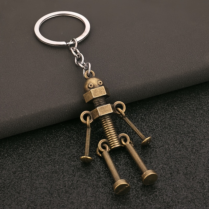 

1pc Porte-clés Robot Steampunk Vintage en Bronze - Design Articulé en Métal de , pour Sacs à Dos & Portefeuilles, Pendentif Unique de Tournevis, Cadeau Idéal pour Thanksgiving