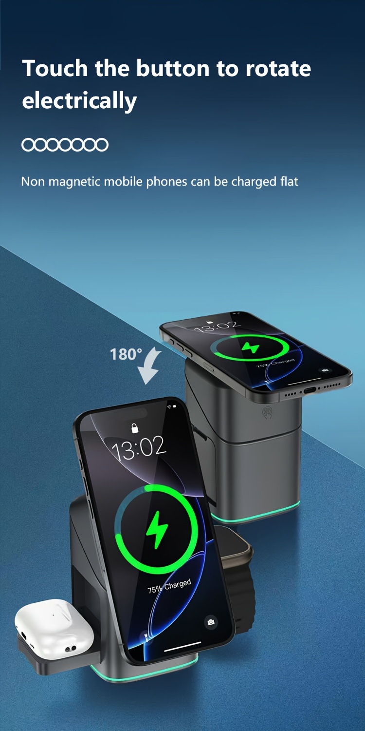 3 in 1 multifunctional wireless charger magnetic rotating foldable travel charger Product details 2