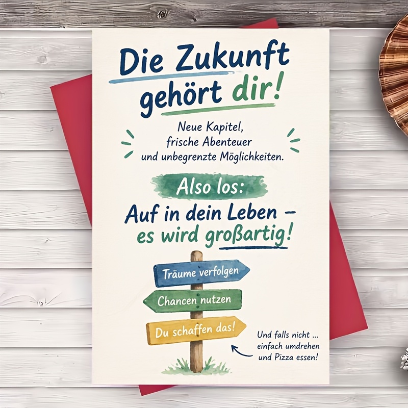 1 Envelope And 1 Greeting Card German Inspirational Graduation Card For And Future Success Perfect Gift For Friend Coworker