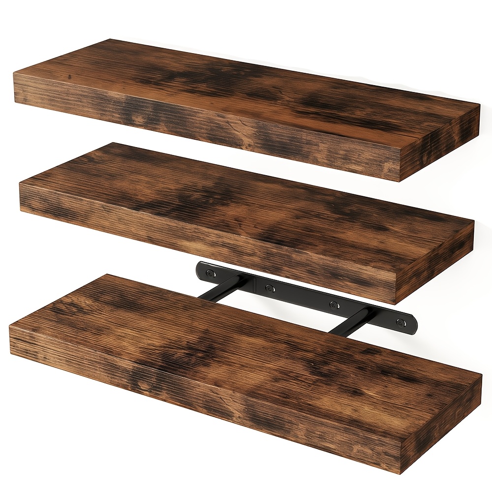Wall-mounted Shelving Unit, Set Of 3, Floating Shelves, Dimensions 15 X 40 X 1.5 Cm, Suitable For Displaying Picture Frames And Decorations, Ideal For Living Rooms, Studies, And Kitchens, In A Color