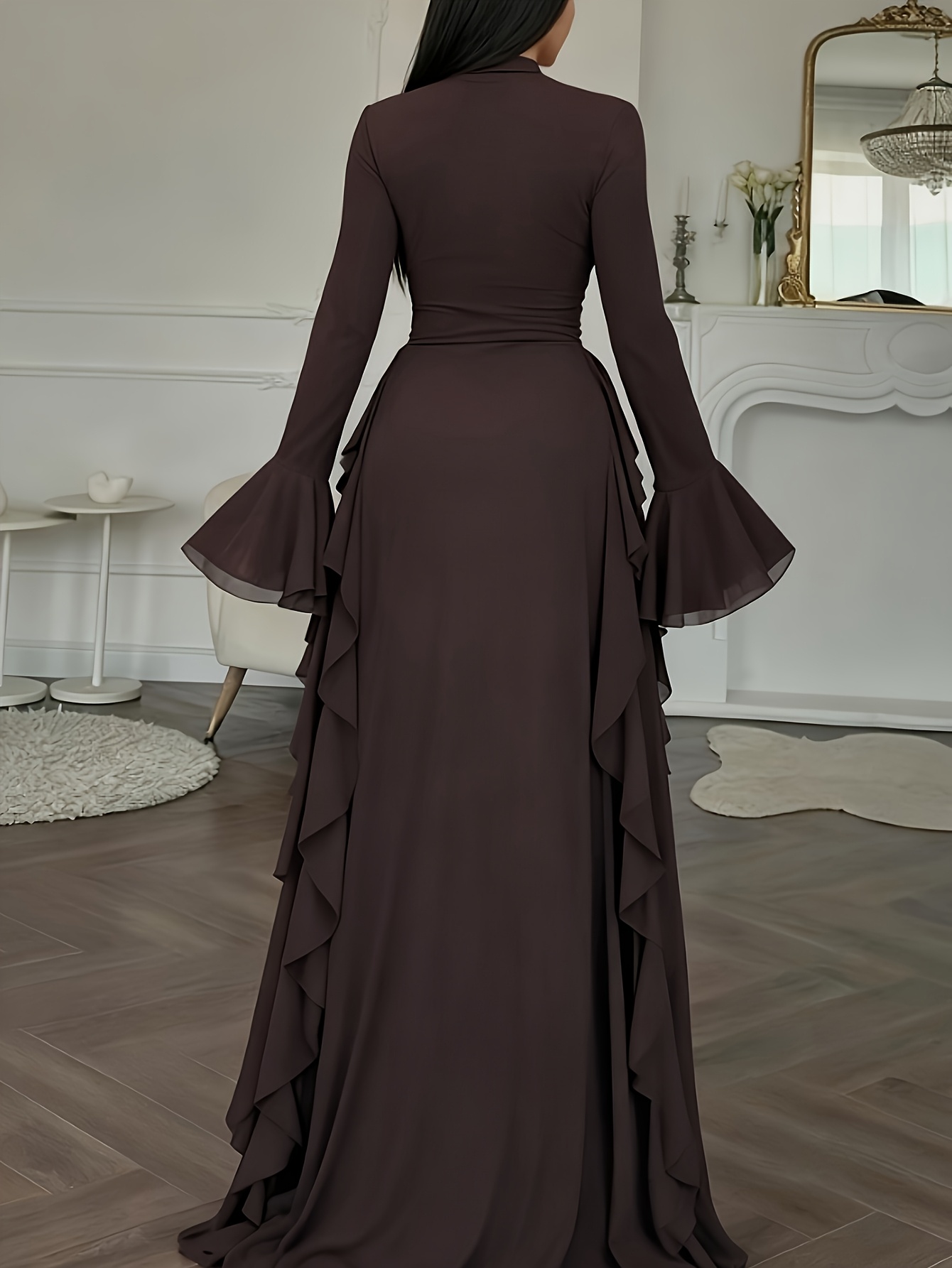 bodycon dress with ruffle sleeve womens elegant long sleeve high This bodycon dress is