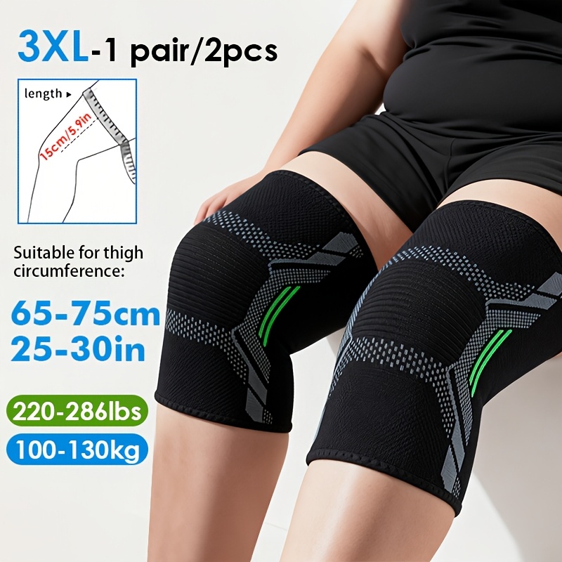 E-shop 2 Stück/ 1 Stück - Extra Große, Hochelastische Strick-Kompressions-Knieschoner mit Rutschstreifen, Atmungsaktive und Bequeme Kniebandage in