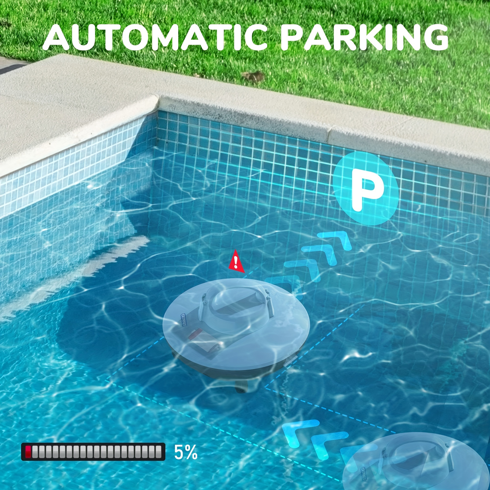 

Robot Pool Cleaner - Cordless Robotic Pool Vacuum For Above Ground & In-ground Swimming Pool -