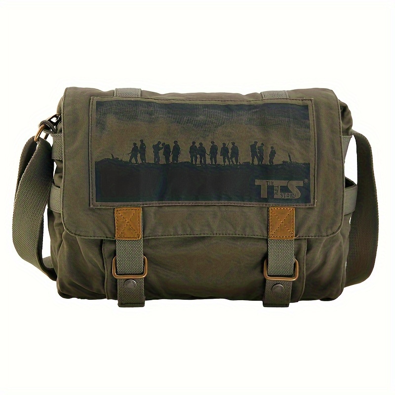 Vintage Canvas Messenger Bag Casual Travel Crossbody Bag Retro Large Capacity Shoulder Bag Multi Pocket Shoulder Bag Men Women
