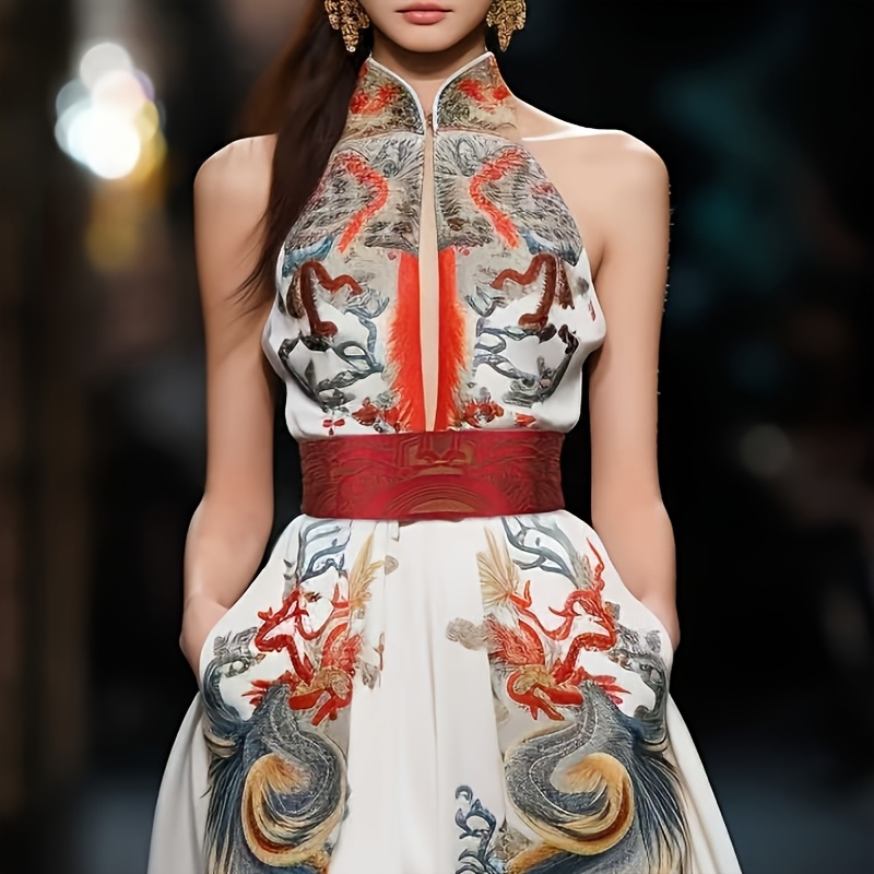 Embroidered Waist Belt Bamboo Leaf Elastic Band