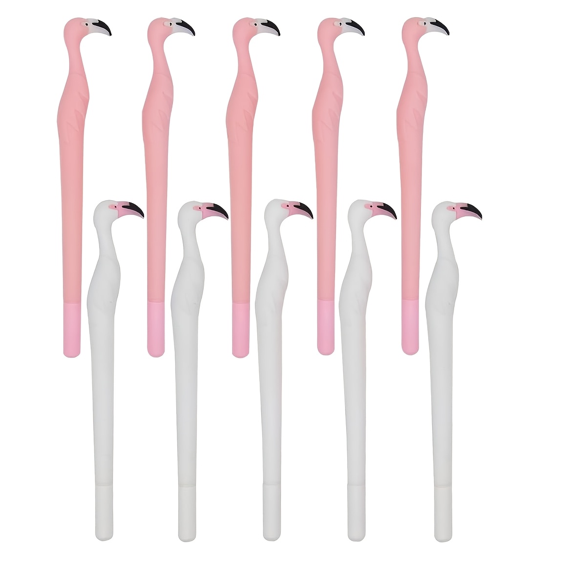 E-shop 10er-Set (5 Pink + 5 Weiß) Kreative Flamingo-förmige Stifte, Schwarz 0,5 mm Niedliche Cartoon-Gelstifte für Schüler Bürobedarf