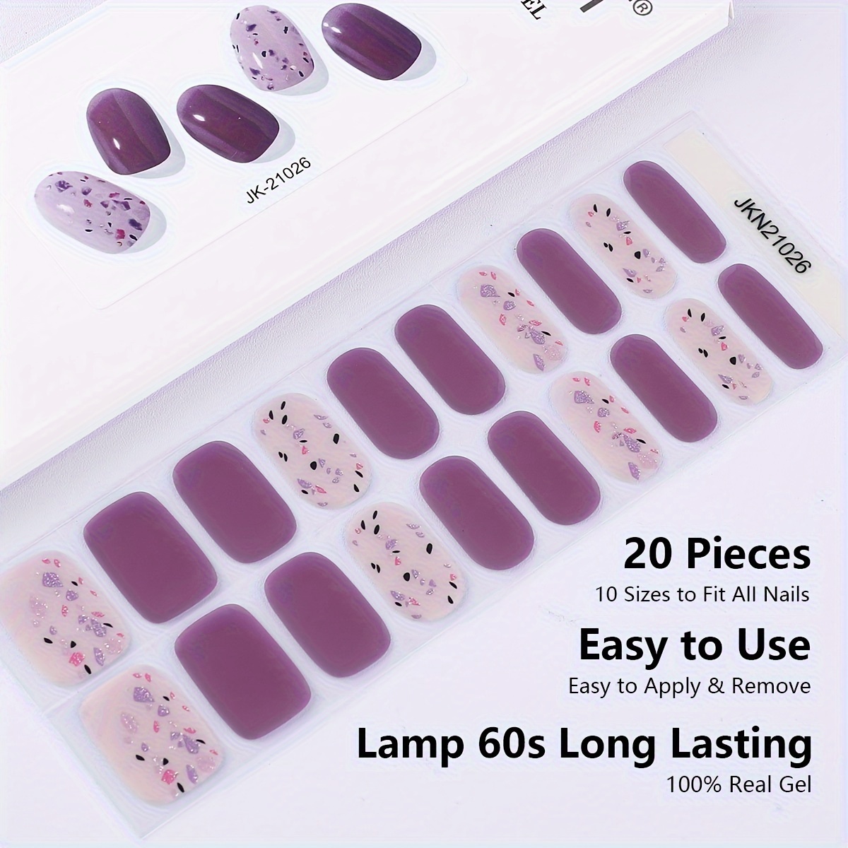 Semi-cured Nail Polish Stickers, Nail Stickers Gel Stickers, Semi-baked Nail Stickers Full Stickers, Semi-cured Second- Soft Gel Nail Patches, Need To Be Illuminated, Purple Art Nail Stickers
