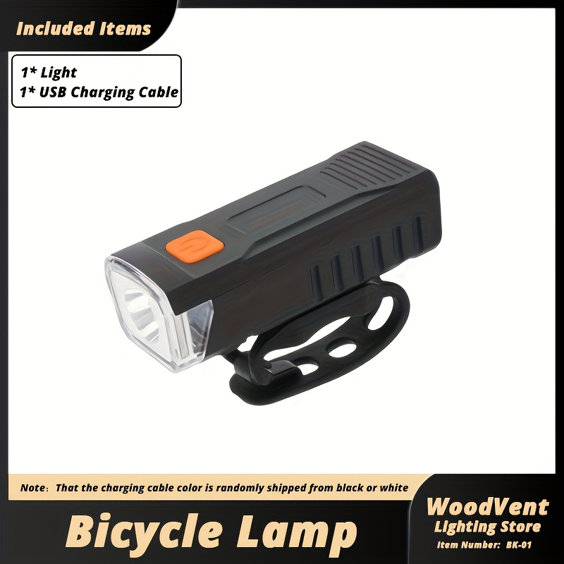 TEMU 1 pieza de luz delantera para bicicleta recargable por USB, 3 de iluminación, linterna para bicicleta, fácil de instalar, luz versátil para