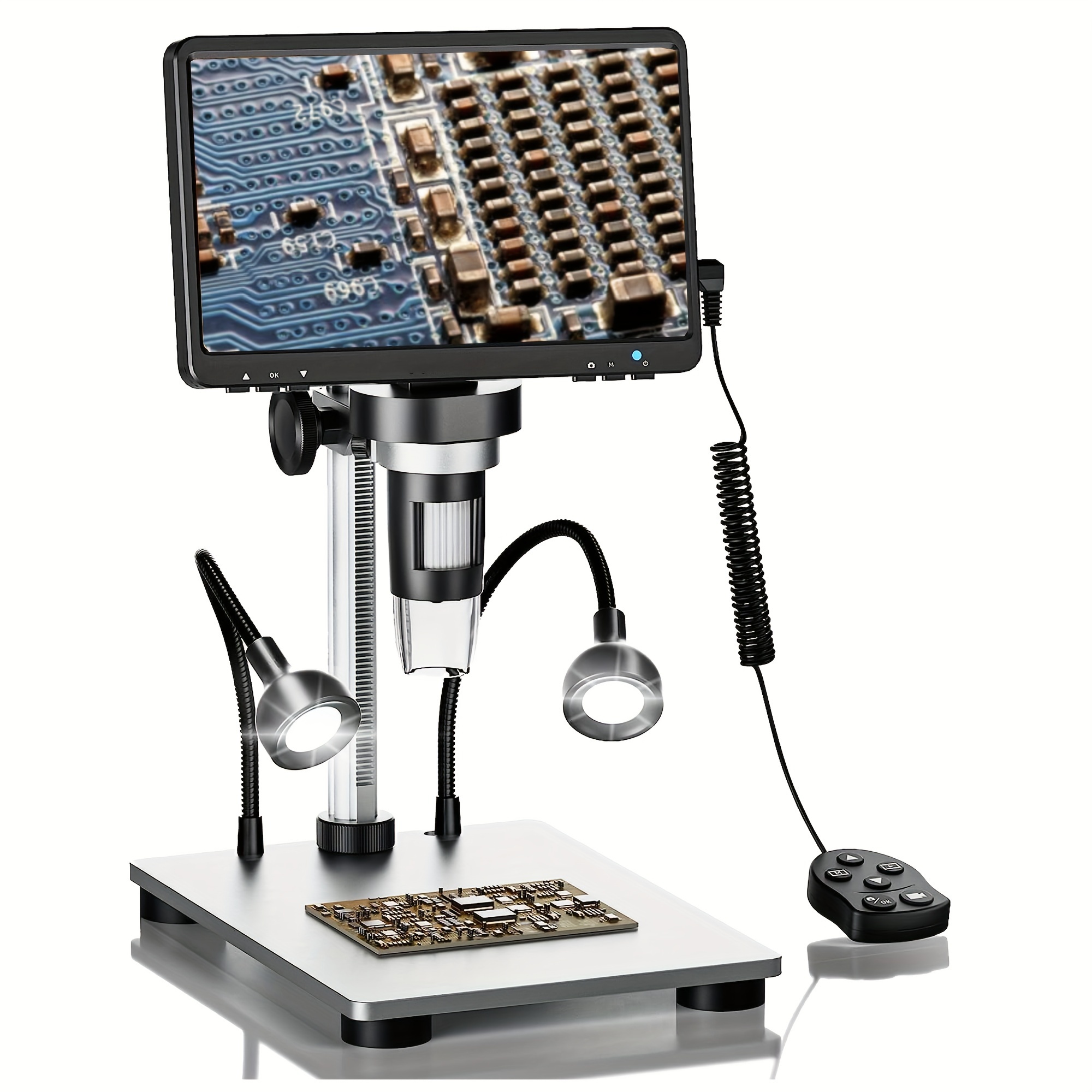 

7" Coin Microscope - Dm9 Lcd Digital Microscope 1200x, 1080p Coin Microscope Magnifier, 12mp Ultra-precise Focusing Soldering Microscope For Adult, Pc View