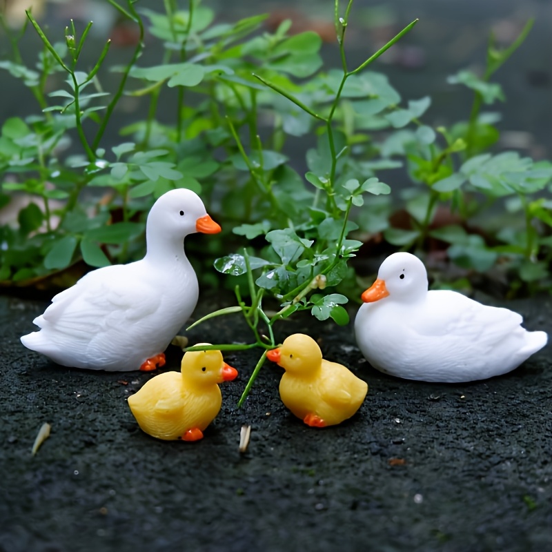 

4pcs Resin Duck Figurine Set, Miniature Garden Decor, Ornaments, Diy Micro Landscape Accessories, Party , No Electricity Needed