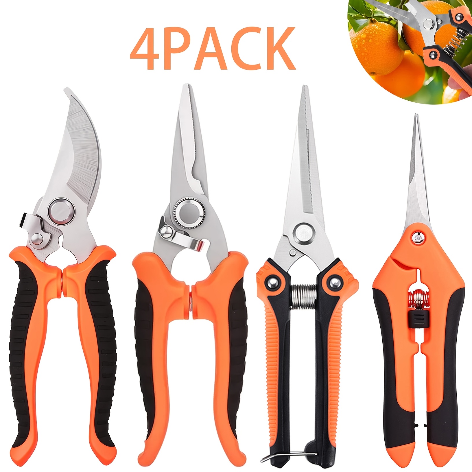4-Piece Stainless Steel Garden Pruning Shears Set