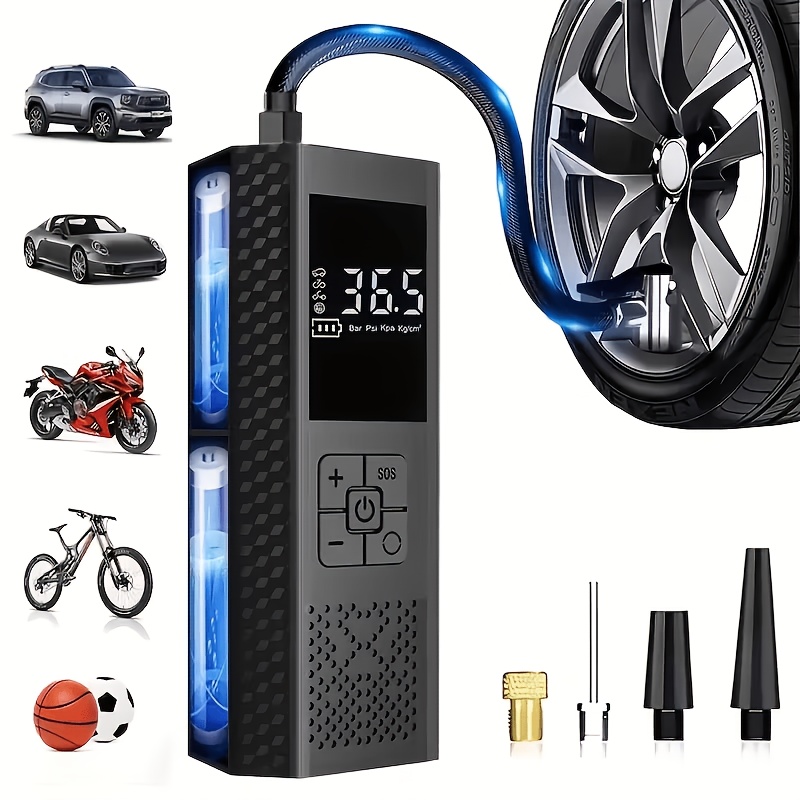 E-shop Tragbarer Luftkompressor 150 PSI mit Reifendruckmesser & LED-Display – 3-mal schnellere, kabellose, intelligente Ein-Knopf-Reifenfüllpistole,