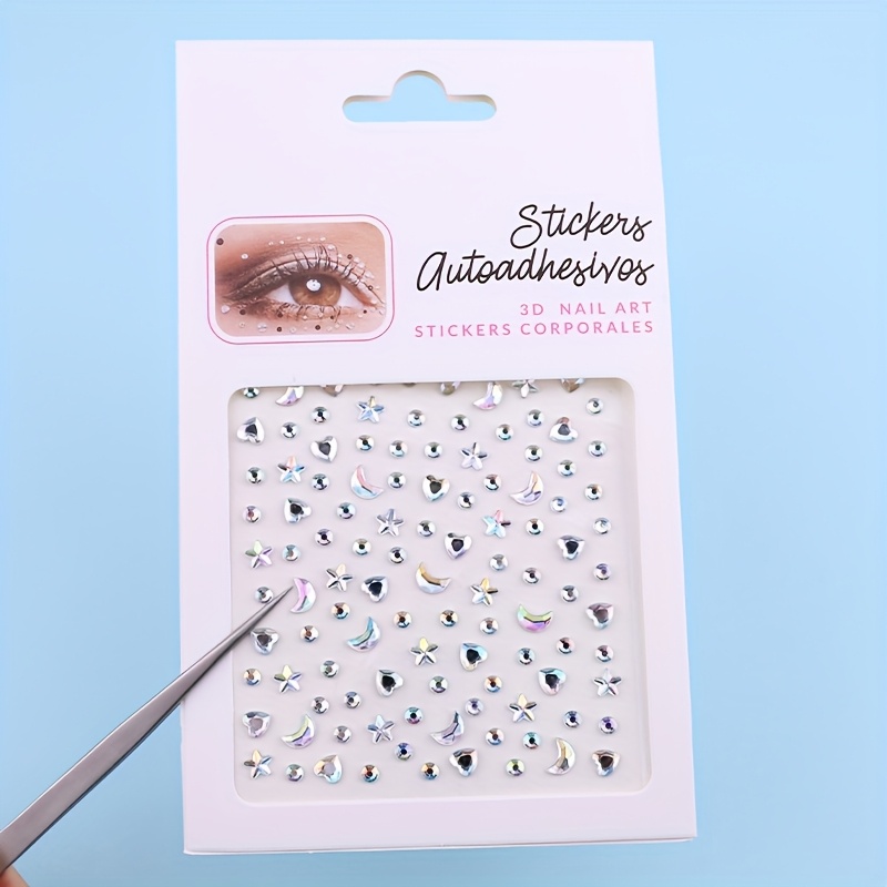 Sparkling Acrylic Rhinestone Stickers For Face - Heart, Designs For Parties, Stage & Festivals