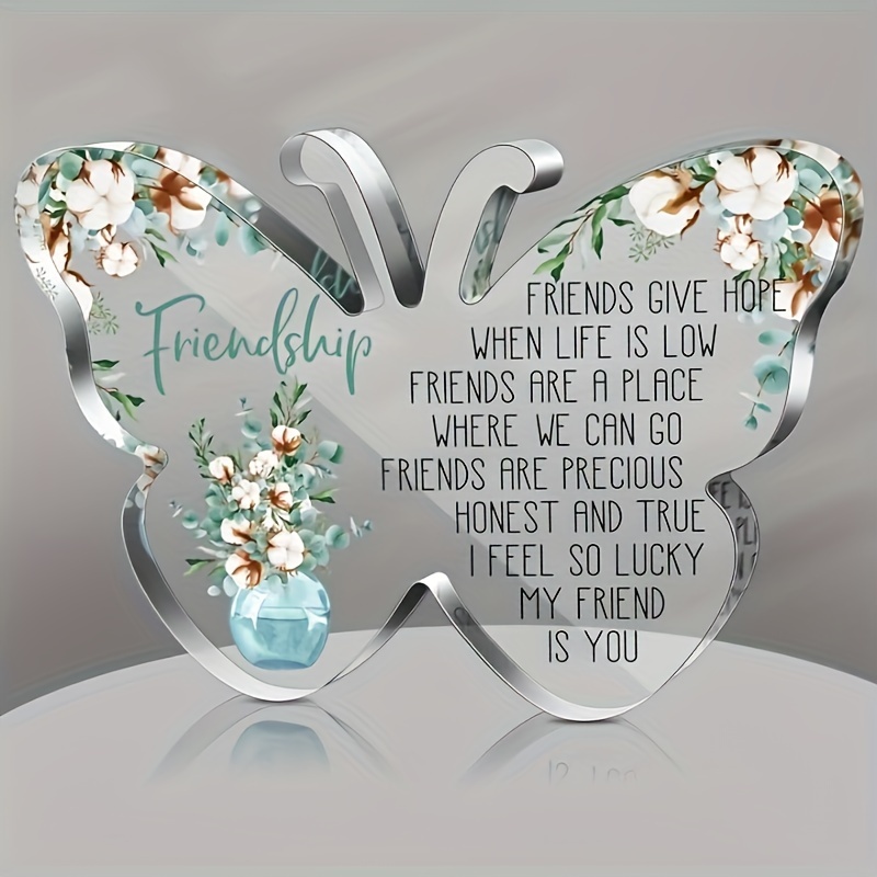 TEMU 2d Flat Acrylic Shape Friendship Gift For Women, Collectible Figurines, Gift For , Birthday Gifts, Perfect Cheer Up Paperweight For Home Table Decor, Home Ornament
