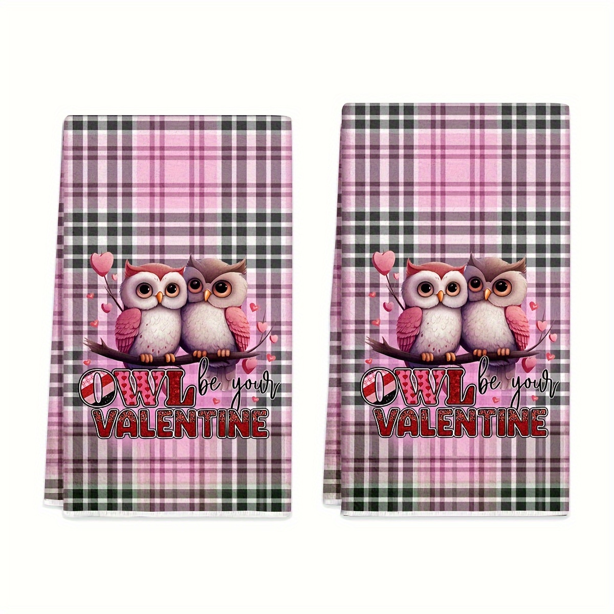 

2pcs, Hand Towels, Cute Owl Plaid Printed Dish Towels, Ultra-fine Microfiber Contemporary Absorbent Dish Cloths, Tea Towels For Cooking, Baking, Housewarming Gift