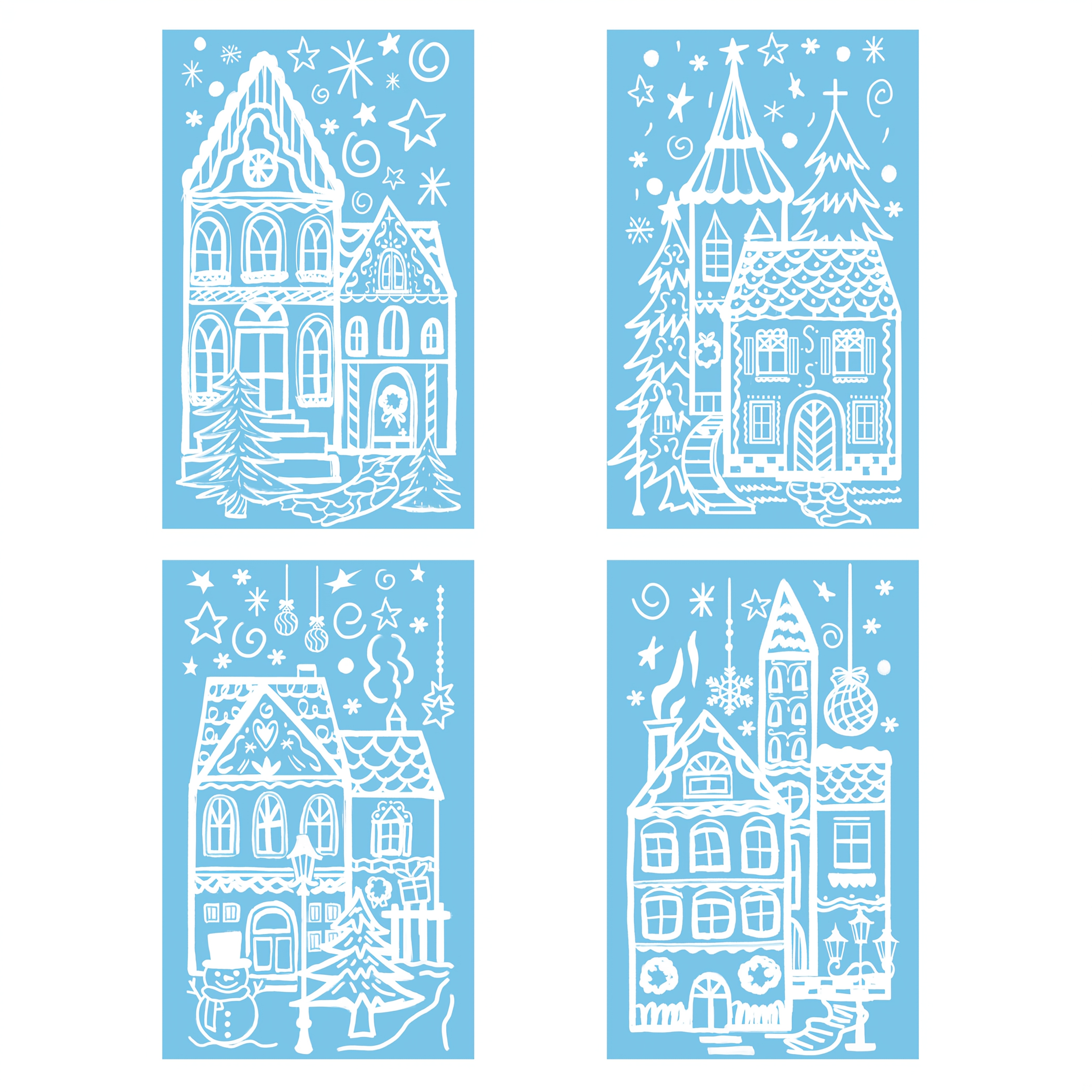 Image of Christmas Window Clings, Window Stickers, Christmas Snowflake House Window Decals, 31.4 X 19.3 Cm/12.4 X 7.6 Inches, 4 Sheets