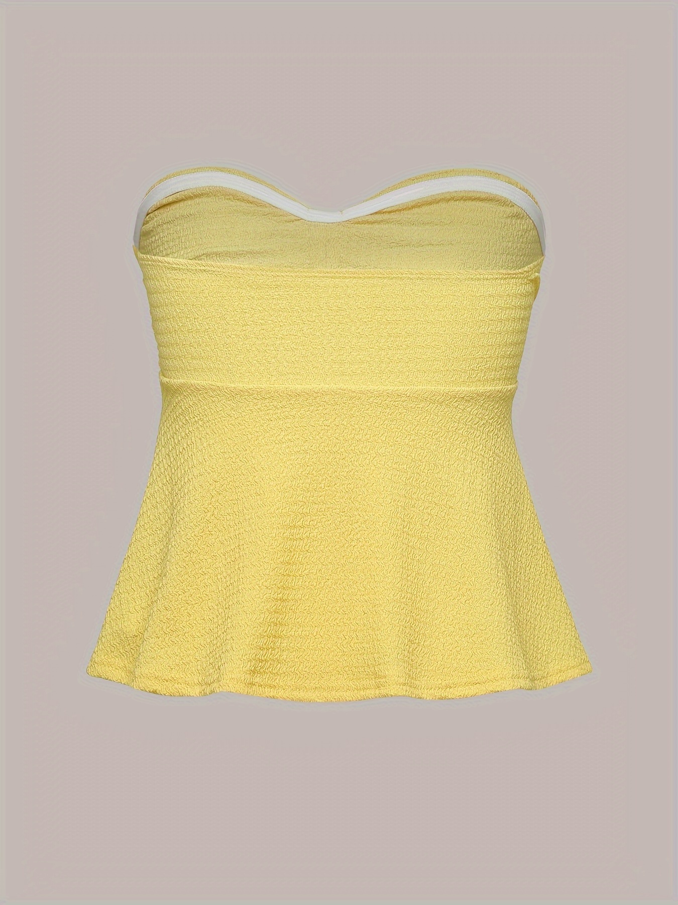 yellow strapless shirt