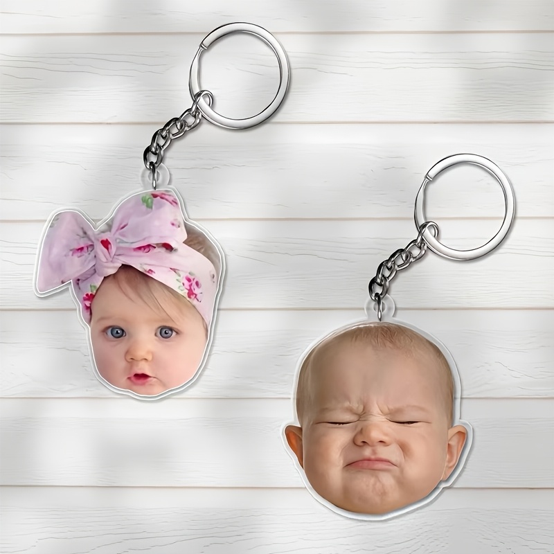 Image of 2d Flat, 1pc Cute Custom Photo Character Head Fashionable Fun Textured Personalized Acrylic Keychain Bag Charm Phone Case Pendant Small Gift