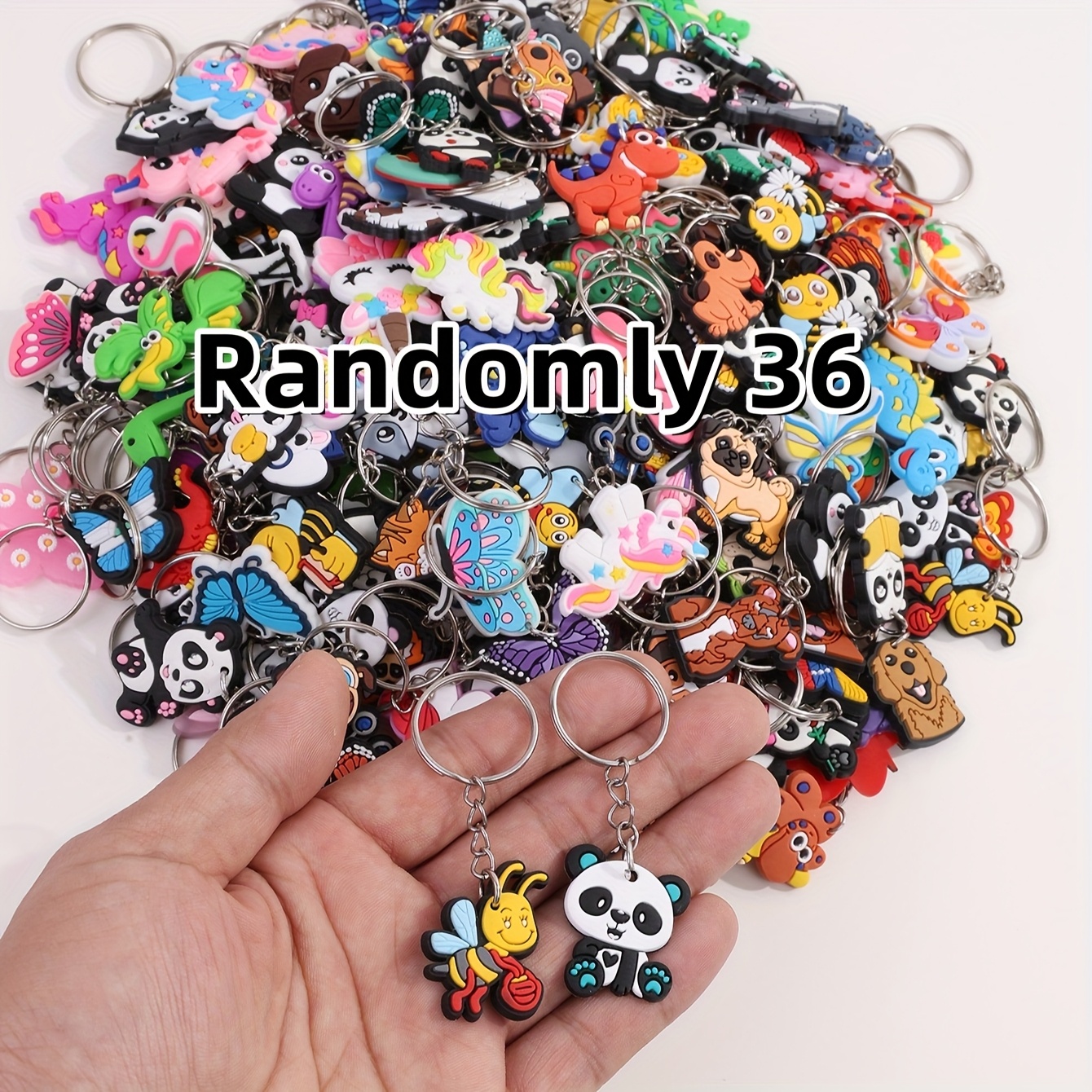 TEMU -border Diy Random Dinosaur Keychain Mixed Panda Pvc Keychain Anime Keychain Women' Key Accessory Irregular Cartoon Anime Random Style Flat