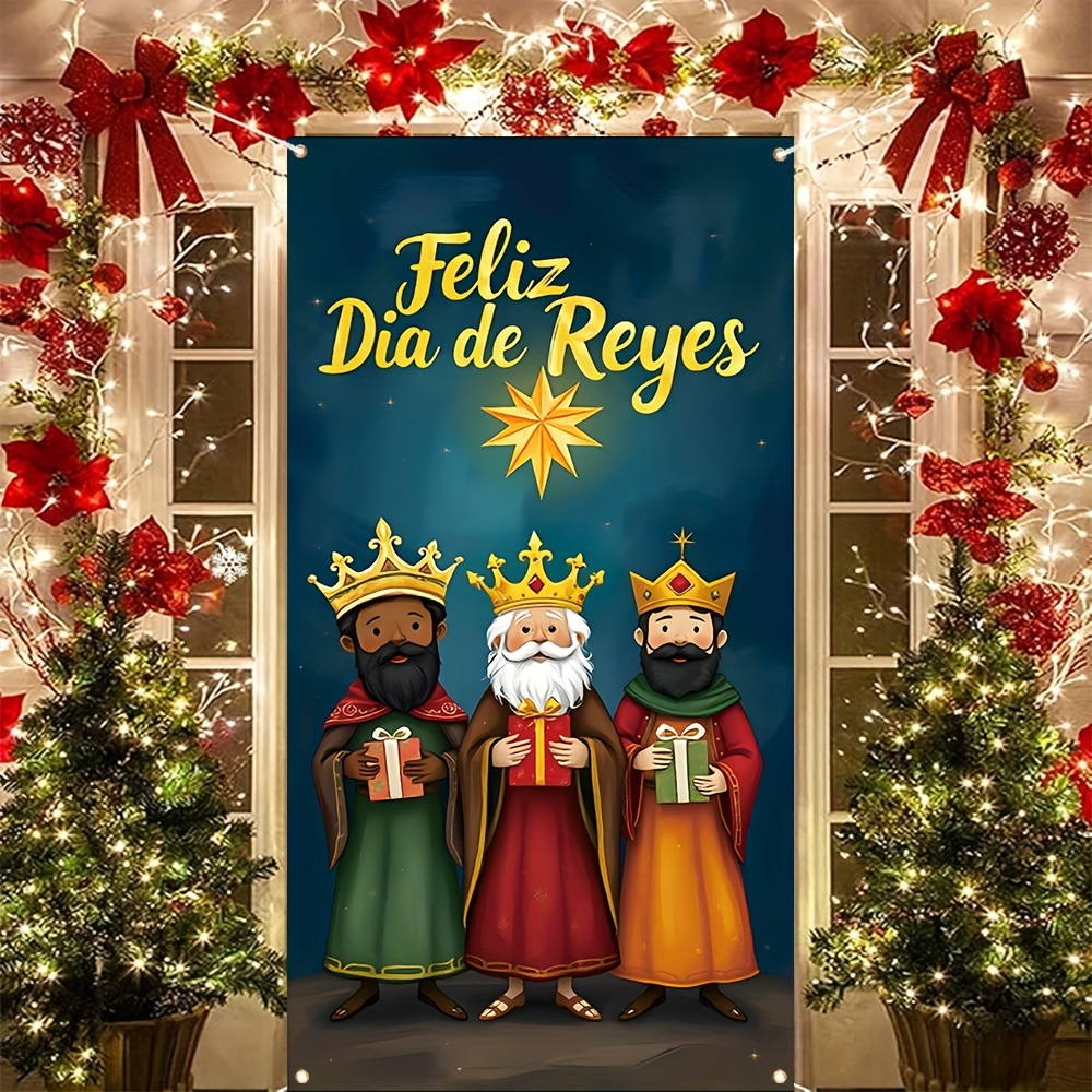 

Dia De " Festive Door Banner - Polyester Welcome Sign With & For Christmas, Indoor/outdoor Holiday Decor