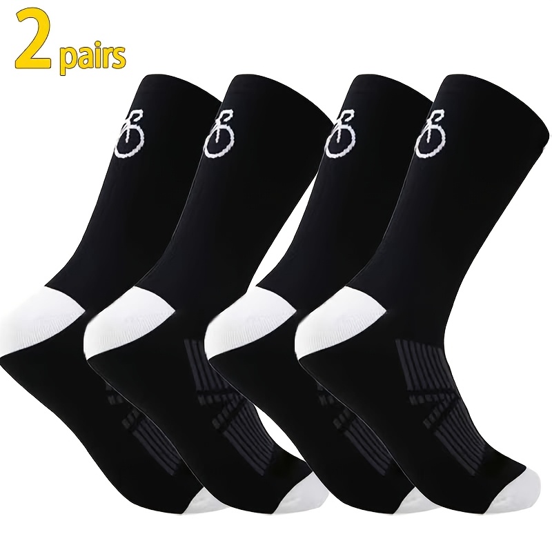 TEMU 2/6-pair Men's Spring/summer Wear-resistant Cycling Pattern Sports Socks, Cycling Socks, Soccer Socks, Football Accessories, Basketball Socks