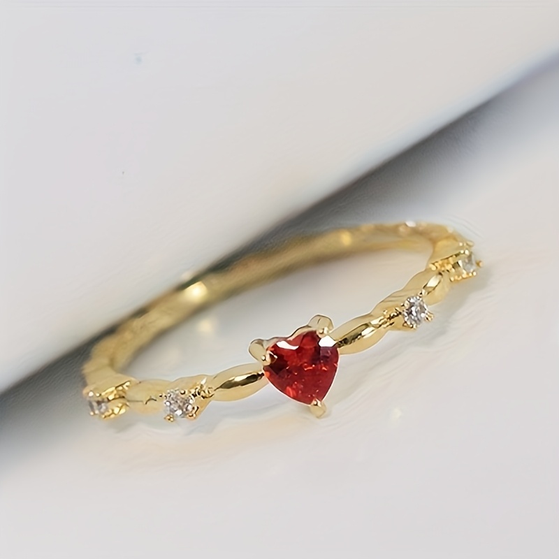 Red Heart Synthetic Gemstone Engagement Ring