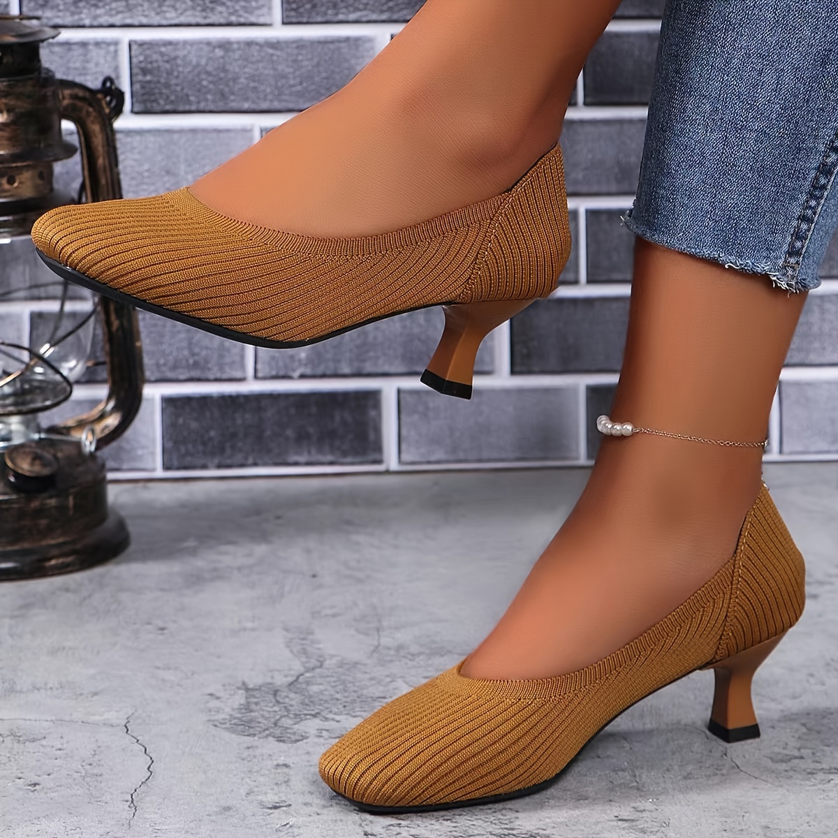 Knit Dress Pumps Women s Solid Color High Heels Breathable Temu Canada