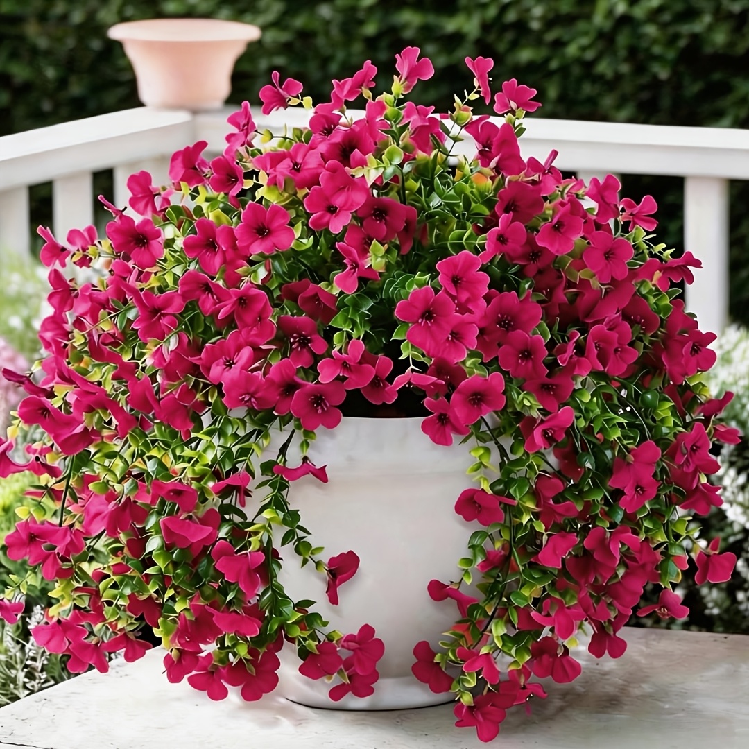 2pcs artificial hanging daisy plants uv resistant spring decoration suitable for indoor outdoor home porch or     in white potted plants durable plastic flowers