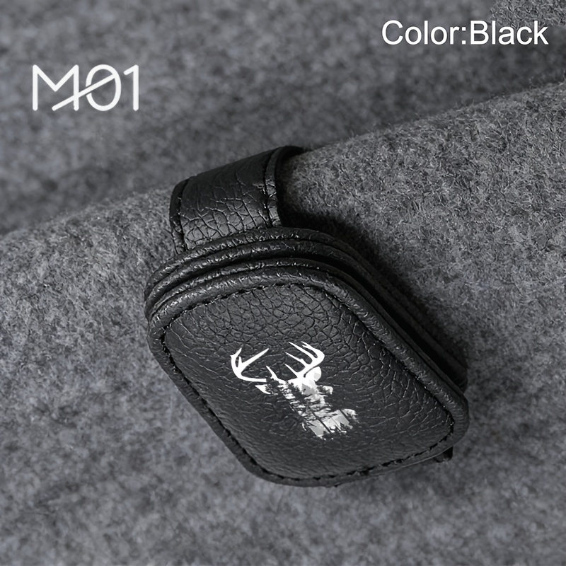 TEMU 1pc Durable Pu Leather All In Eyeglass Clip With Elk Forest Pattern Glasses Holder Card Storage Installation Versatile Accessory For Multiple