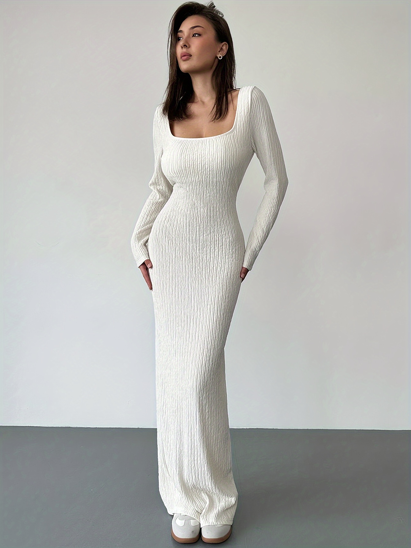 knee length dresses for ladies Princess Polly Women's Lukea Long Sleeve Minidress - White