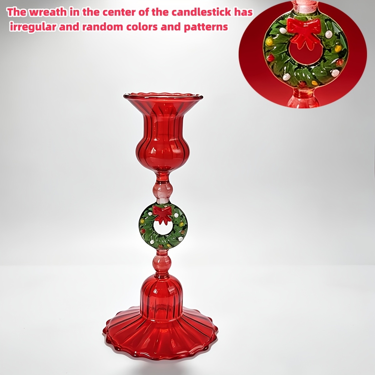 TEMU 1pc Exquisite Christmas Glass Candle Holder Ornament, Christmas Dining Table And Desktop Candle Holder Decoration, Beautiful Christmas Gift,