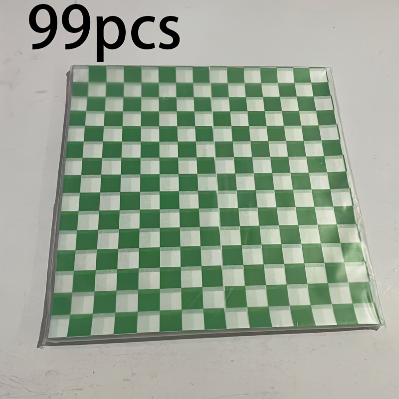 TEMU 99pcs Checkerboard Patterned Paper, Random Colors, Food Wrapping Paper, Classic Grid-patterned Burger Paper, Suitable For Parties, Holidays, And