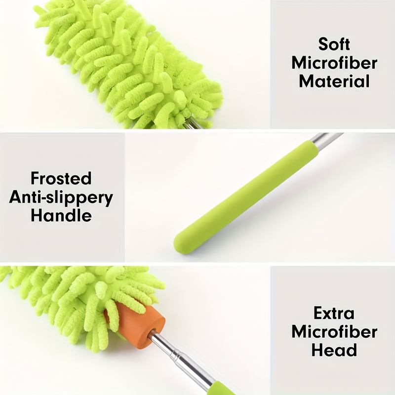 Extendable Microfiber Duster With Washable Head 2pc Set For High Ceilings Fans Curtains 3979