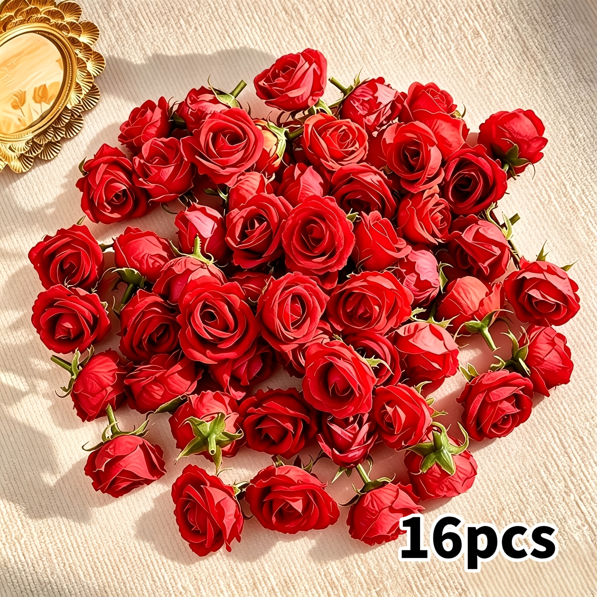 Image of 16pcs 4.5cm Elegant Artificial Rose Flower Heads, Romantic Decor, Perfect For Weddings, Valentine's Day, Mother's Day, Faux Flowers Home Decoration, Gift