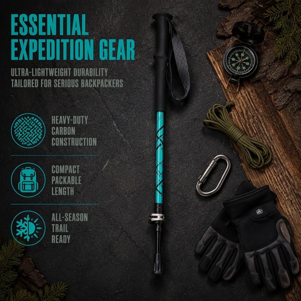 Single-Pack Carbon Fiber Two-Section Trekking Pole
