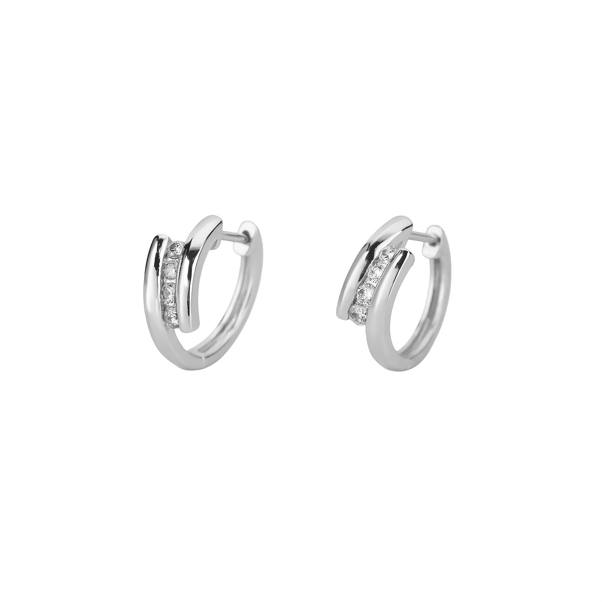 Women's Irregular Round Ear Hoops with Synthetic Zirconia