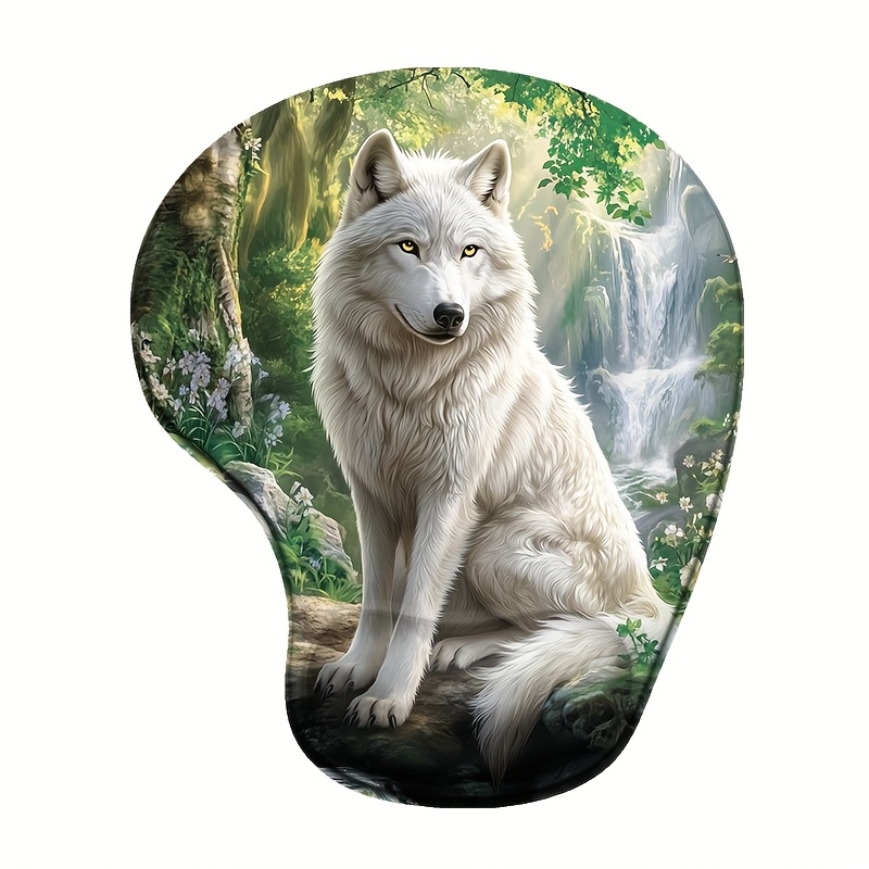 TEMU 1pc Tapis de Souris Ergonomique 2D Plat Blanc Majestueux Forêt Éclairée avec -Poignes - 8.98 X 7.56 Pouces - Silicone - Base Antidérapante en PU