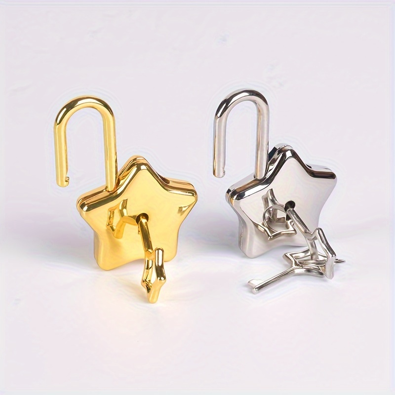 TEMU 1pc Cute Star Padlock, Metal Lock With Keys