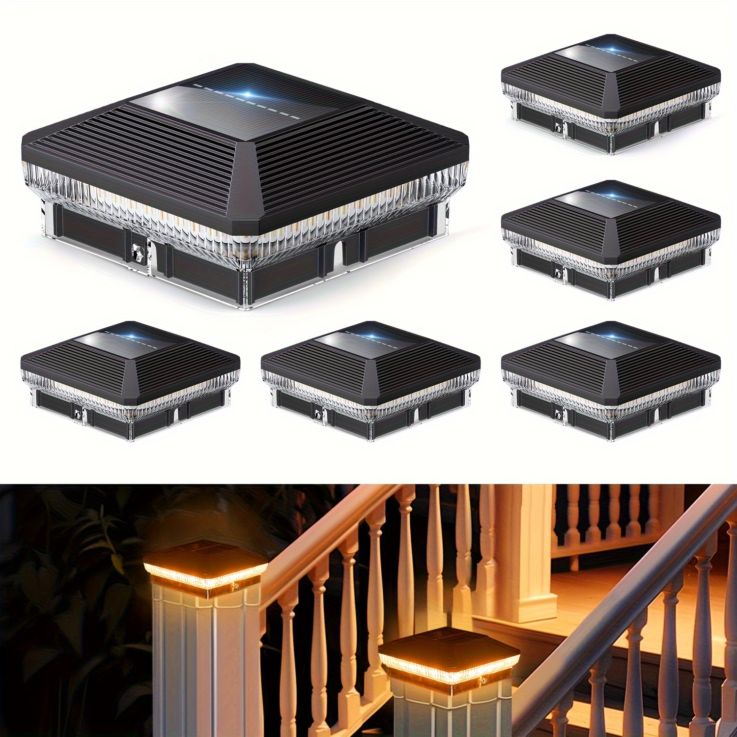 6 12pcs 4x4 solar post lights outdoor 40 leds 30   fence post solar lights outdoor with 3   solar powered deck fence post lights solar post cap lights for vinyl wooden post