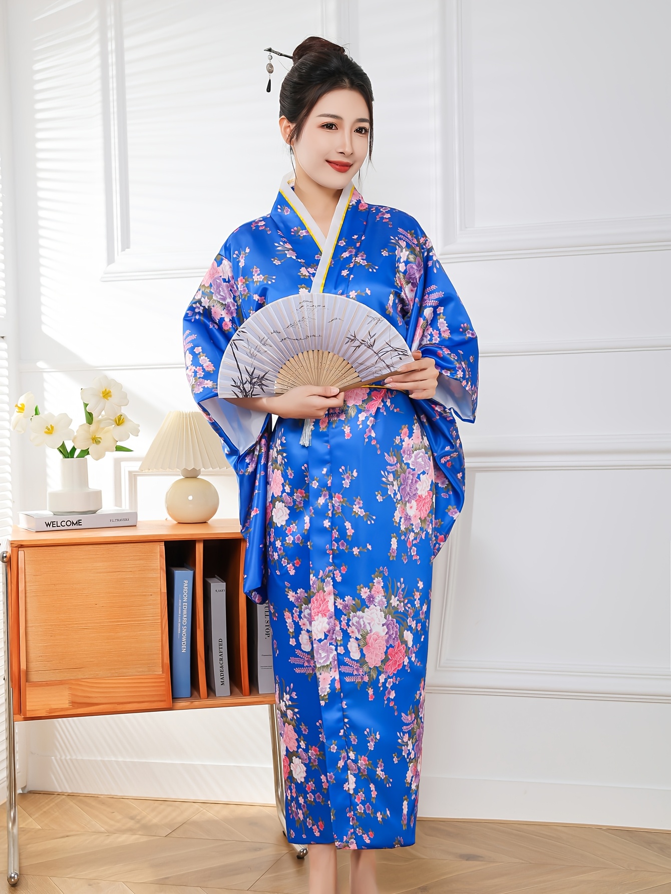 One-Size (Best Fits XS-L) /Petite One-Size (Best Fits XS-L) Japanese  Traditional Women'S Kimono Floral Print Dress Elegant Robe Geisha Yukata  Sweet Yukata Halloween Carnival Party Dress Suitable for ...