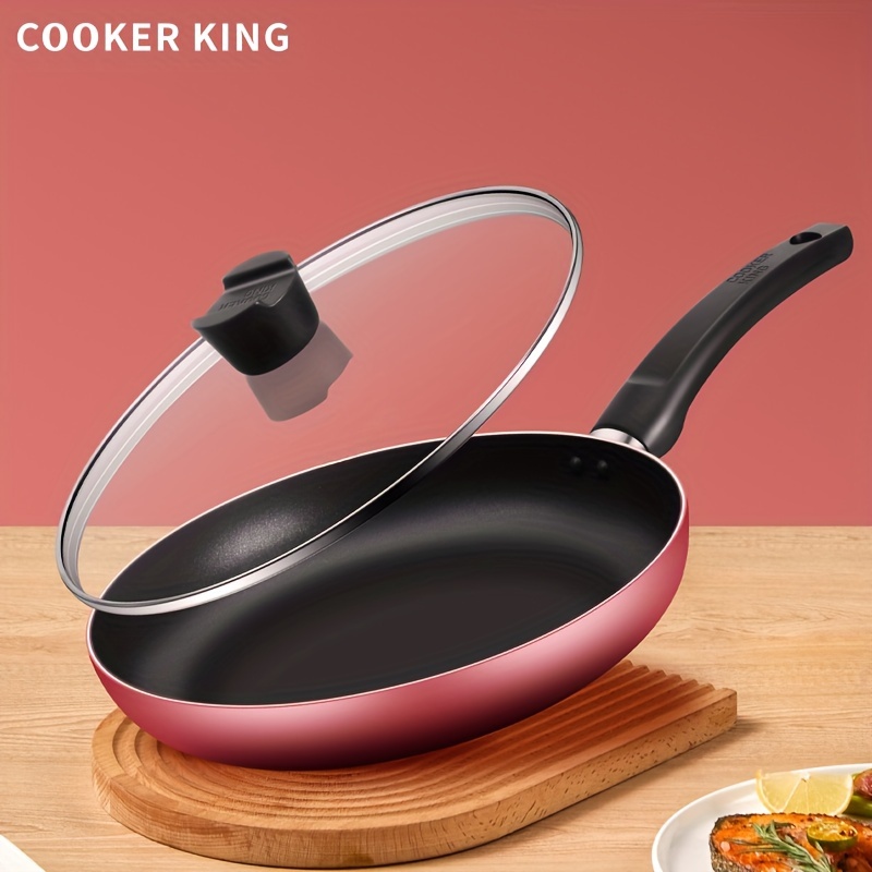

Cooker King, 1pc Non-stick Frying Pan, With Glass Lid, Stay-cool Handle, Non-toxic, Ptfe & Pfoa Free, Induction-ready, Compatible With All Cooktops, Suitable For Restaurant Kitchen Eid Al-adha Mubarak