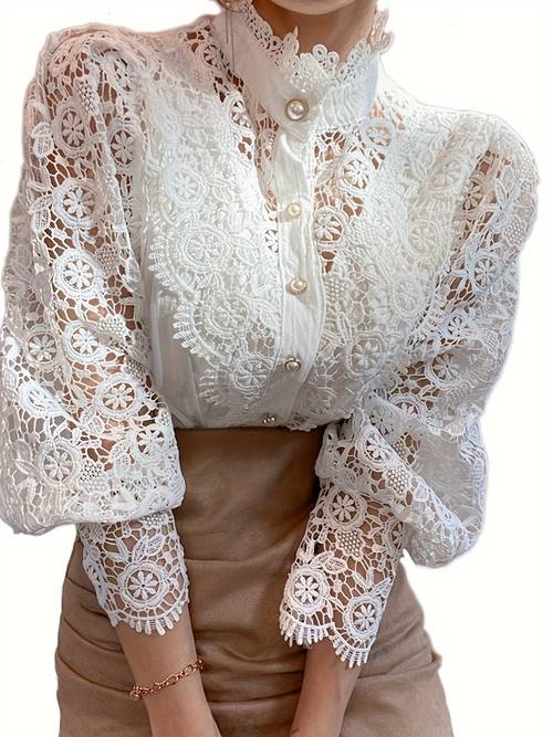 elegant victorian inspired lace blouse with pearl button details long sleeve mock neck shirt for women green polyester pleated design halloween cosplay gothic fashion gothic fashion wear pearl button blouse polyester blend